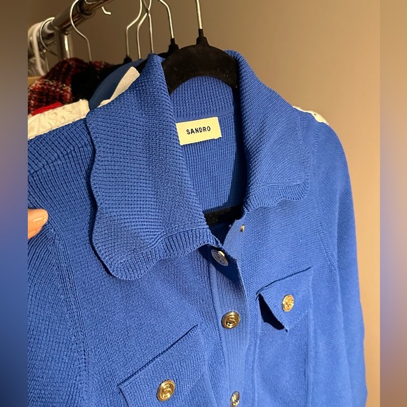 Sold ❌Sandro | Fancy Stitch Knitted Cardigan | L I Blue - Picture 9 of 16
